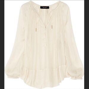 ISABEL MARANT "Farah" Cream Satin Blouse $645 Size 38 (US 6 ) Peasant Boho